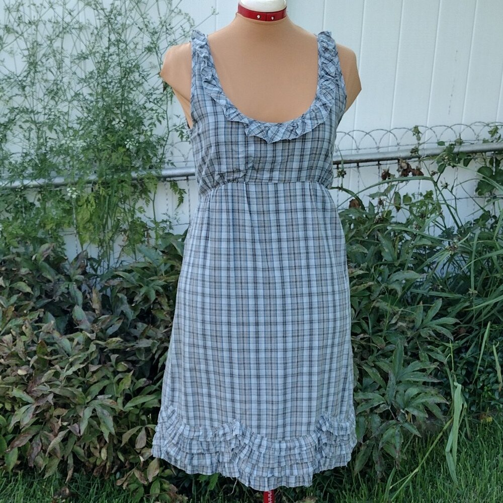 Converse One Star Plaid Cotton Ruffle Sundress, Size 8